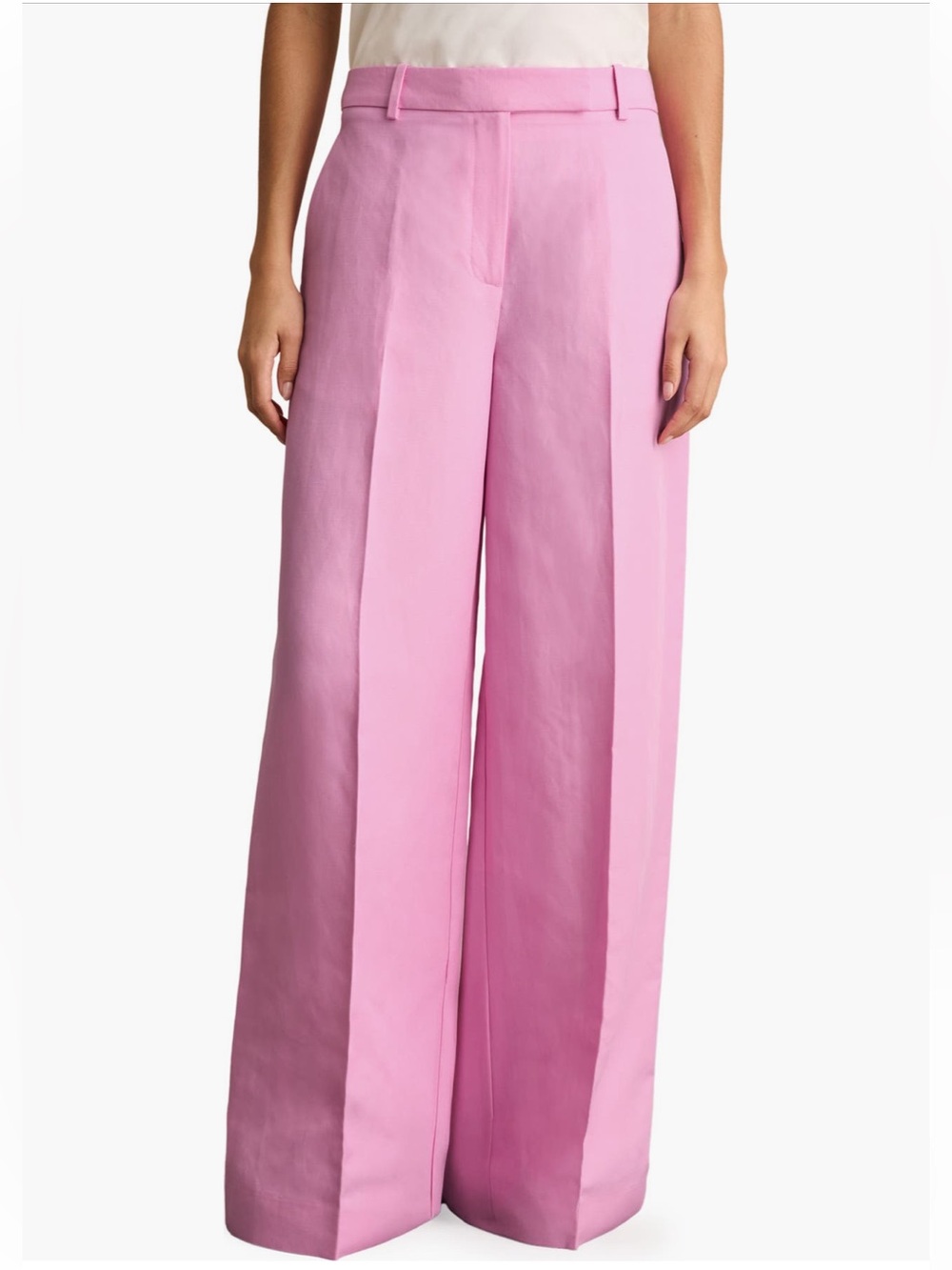 Reiss NWOT Raine Pleated Wide Leg Pants Pink Size 6 - Picture 2 of 12